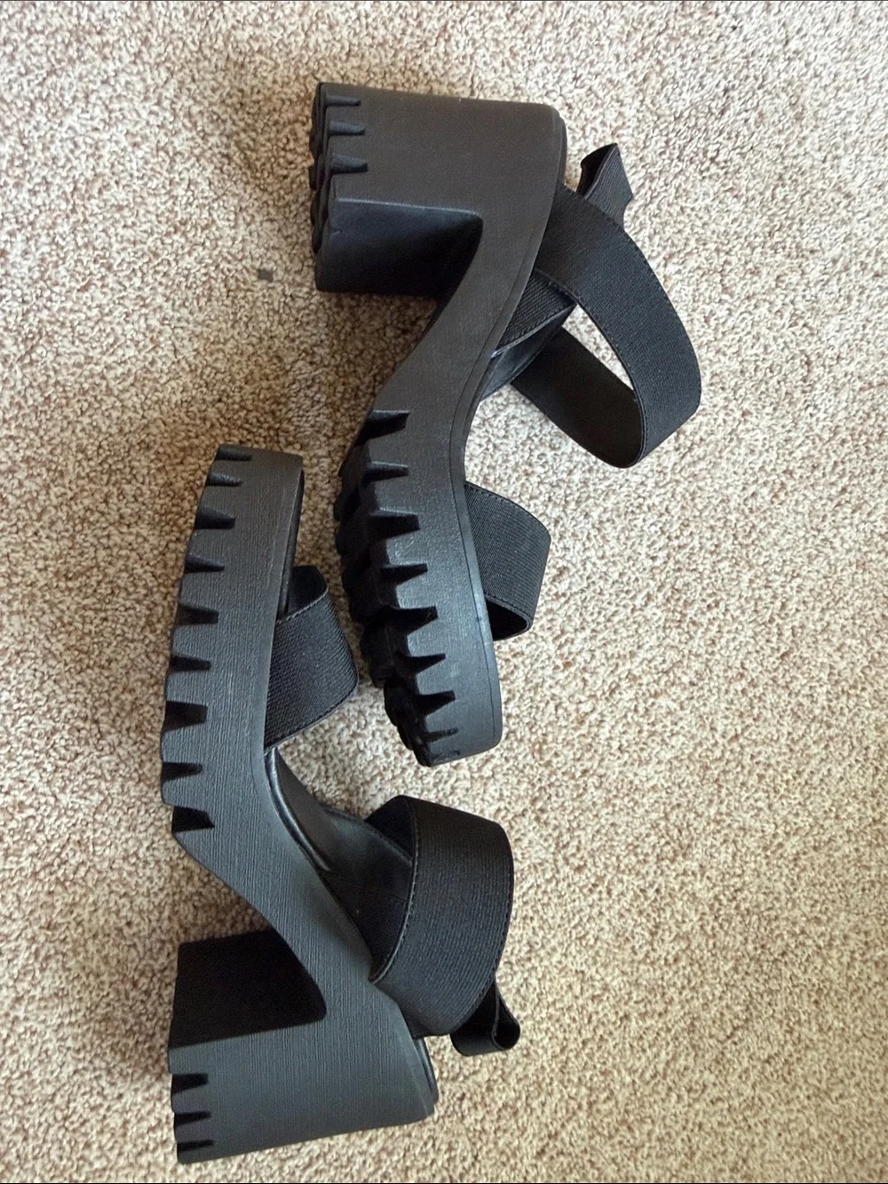 Madden Girl Black Platform Lug Sandals